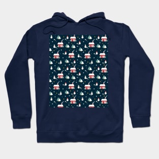 Cabin House and Snowmen Art Pattern Hoodie